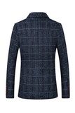 Grijze Grid Gekerfde Revers Heren Blazer