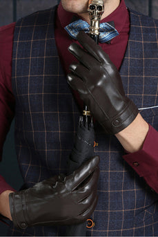 Bruine full-hand lederen handschoenen voor mannen