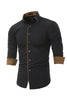 Afbeelding in Gallery-weergave laden, Casual Slim Shirt met lange mouwen zwart plus size heren