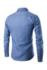 Afbeelding in Gallery-weergave laden, Katoenen lange mouw plus size blauw heren shirt