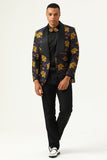 Gele Bloemen Sjaal Revers Jacquard Heren Prom Blazer