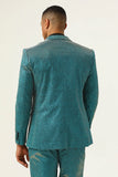 Glitter Peacock Blue Peak Revers 2-delige herenpakken