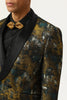 Afbeelding in Gallery-weergave laden, Gele Jacquard Double Breasted Shawl Revers Heren Prom Blazer