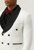 Afbeelding in Gallery-weergave laden, Witte Jacquard Sjaal Revers Dubbele borsten 2 Delige Herenpakken