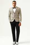 Sprankelende Champagne Pailletten Gekerfd Revers Heren Prom Blazer