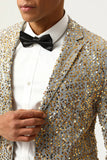 Sprankelende Champagne Pailletten Gekerfd Revers Heren Prom Blazer