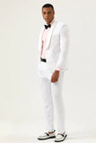 Witte Jacquard Shawl Revers 2 Delige Heren Prom Suits