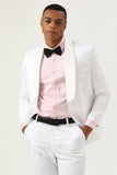 Witte Jacquard Shawl Revers 2 Delige Heren Prom Suits