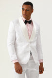 Witte Jacquard Shawl Revers 2 Delige Heren Prom Suits