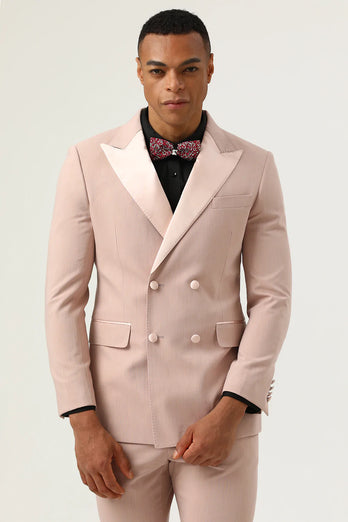 Pink Peak Revers Double Breasted 2 Delige Heren Prom Suits