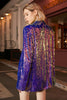 Afbeelding in Gallery-weergave laden, Sparkly Purple Pailletten Oversized Longline Prom Blazer Voor Vrouwen