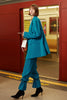 Afbeelding in Gallery-weergave laden, Turquoise Double Breasted Longline Prom Suits voor vrouwen