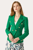 Groene Double Breasted Peak Revers Vrouwen Prom Blazer