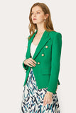 Groene Double Breasted Peak Revers Vrouwen Prom Blazer