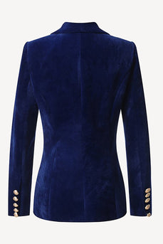 Navy Double Breasted Shawl Revers Vrouwen Party Blazer