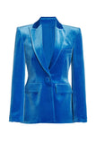 Blue Peak Revers Velvet Party Vrouwen Blazer