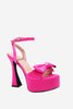 Afbeelding in Gallery-weergave laden, Chunky Hot Pink High Heel Sandalen met strik