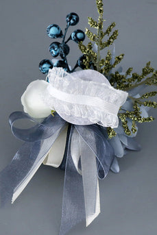Grijs blauwe pols corsage en mannen cortonnière Set voor Prom bruiloft partij