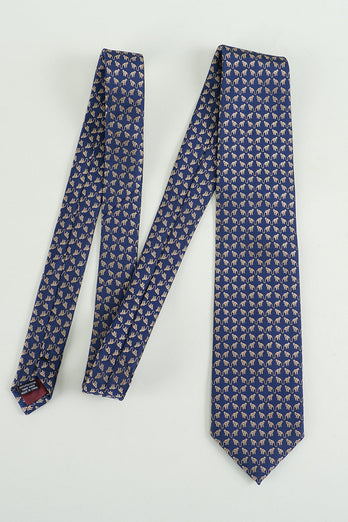 Marine bedrukte jacquard satijn formele stropdas