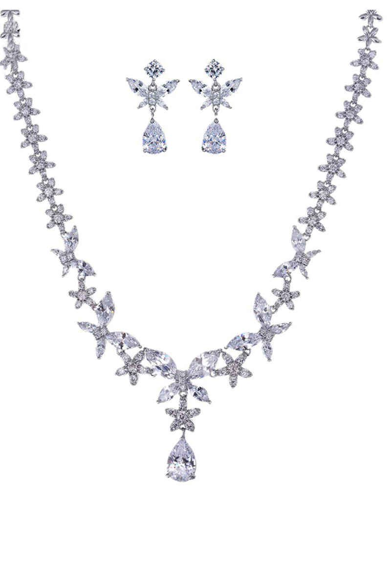 Afbeelding in Gallery-weergave laden, Royal Blue Butterfly Crystal Drop Oorbellen Ketting Sieraden Set
