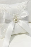 Ivory Lace Pearl Bowknot Ring Bearer Kussen