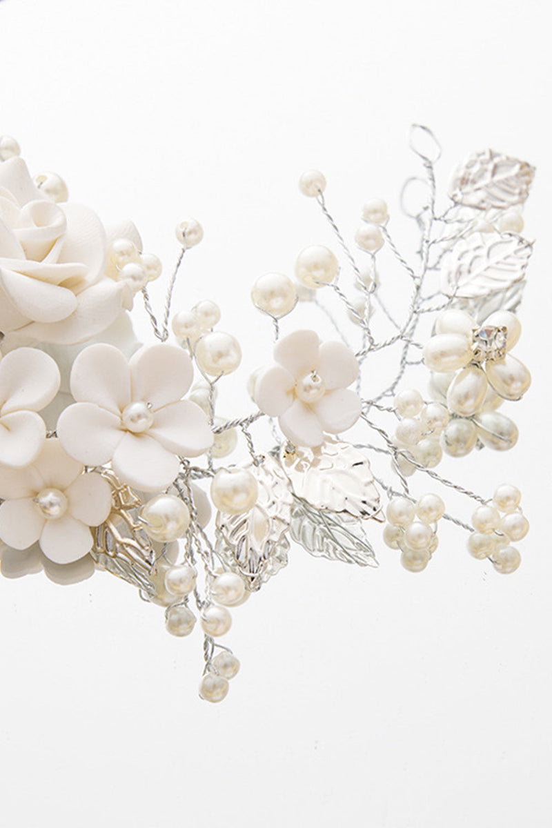 Afbeelding in Gallery-weergave laden, Witte Bloemen Parel Hoofdband