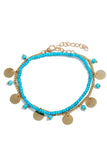 Blauwe Boho Style Enkelband