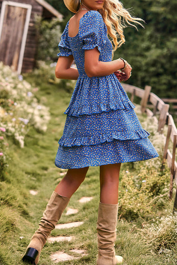 Off the Shoulder Zwarte Bloemenprint Zomerjurk