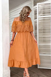 Oranje Hollow Out Maxi Boho Jurk