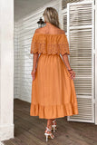 Oranje Hollow Out Maxi Boho Jurk