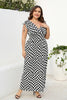 Afbeelding in Gallery-weergave laden, Plus Size Zwarte Geometrie Bedrukte Maxi Zomerjurk