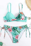 Groene Front Cross Tweedelige Bikini Sets