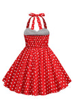 Rode Halter Polka Dots 50's Meisjes Jurk