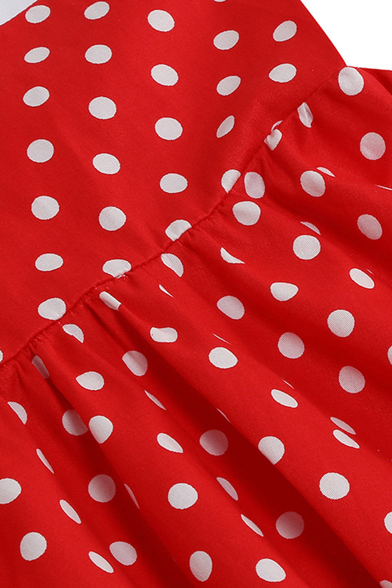 Afbeelding in Gallery-weergave laden, Rode Halter Polka Dots 50&#39;s Meisjes Jurk