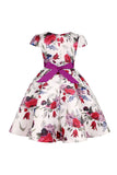 Blauwe Bloemen Meisjes Jurk met Bowknot