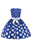 Afbeelding in Gallery-weergave laden, Donkerblauwe Polka Dots Meisjes Jurk met Bowknot