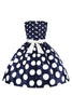 Afbeelding in Gallery-weergave laden, Donkerblauwe Polka Dots Meisjes Jurk met Bowknot