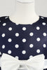 Afbeelding in Gallery-weergave laden, Donkerblauwe Polka Dots Meisjes Jurk met Bowknot