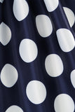 Donkerblauwe Polka Dots Meisjes Jurk met Bowknot