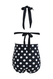 Zwarte Polka Dots Halter Badmode