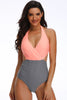 Afbeelding in Gallery-weergave laden, Halter uitgesneden eendelige zwemkleding met hoge taille