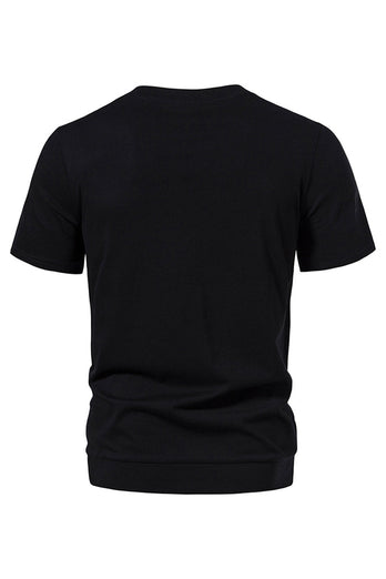 Zwart Patchwork Casual Zomer Heren T-shirt