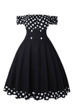 Off the Shoulder Polka Dots jaren 1950 Jurk