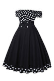 Off the Shoulder Polka Dots jaren 1950 Jurk