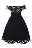 Off the Shoulder Polka Dots jaren 1950 Jurk