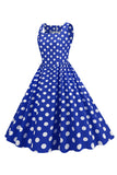 Zwarte Polka Dots Vintage jaren 1950 Jurk