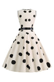 Lichtblauwe stippen Vintage jaren 1950 jurk