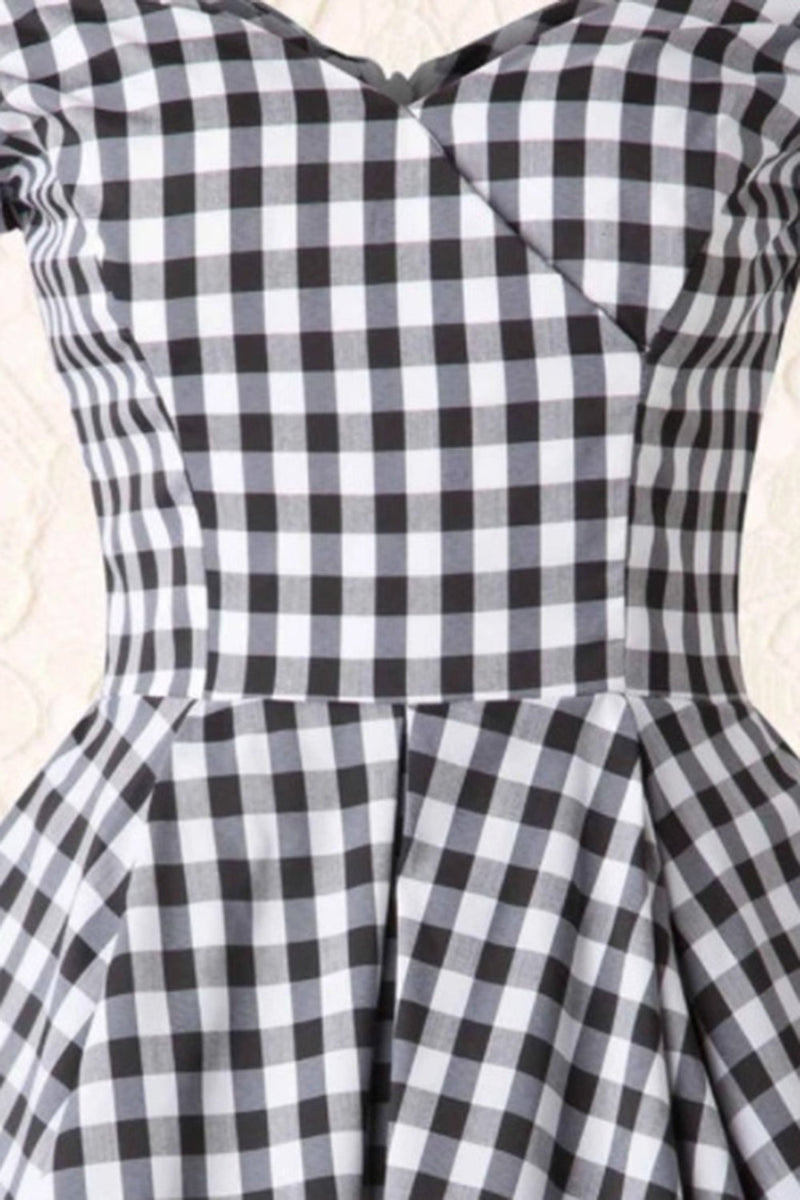 Afbeelding in Gallery-weergave laden, Zwarte Gingham Vintage jaren 1950 Jurk