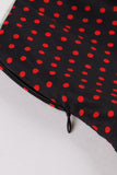 Zwarte Polka Dots 1950s Jurk met Knop