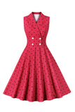 Rode Polka Dots Swing Jaren 1950 Jurk